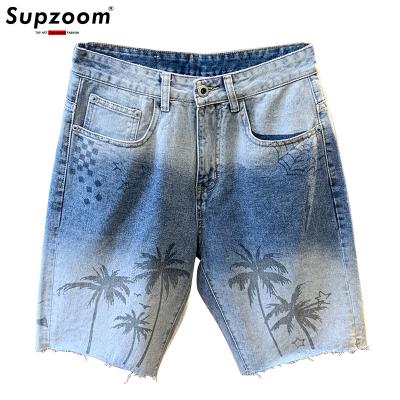 China Supzoom New Arrival Hip Hop Men's Breathable Jeans Ins Fashion Gradient Printed Rough Denim Shorts Loose Summer Casual Trend Quarter Pants for sale