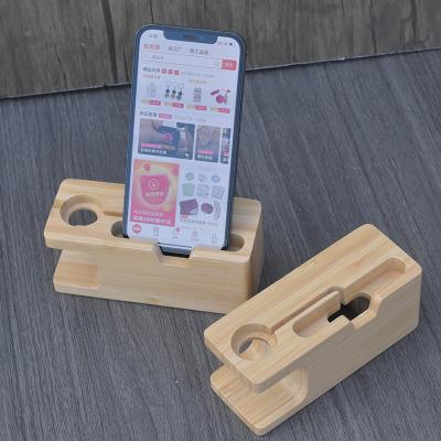 China Anti-corrosion Factory Bamboo Wooden Charger For Apple Watch For Mobile Phone Dock Holder Mobile Phone Charging Stand for sale