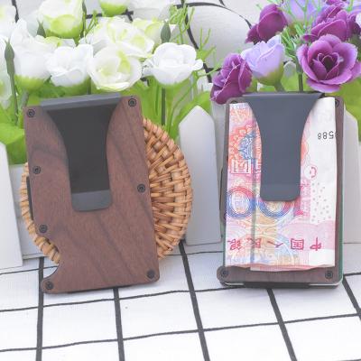 China 100% Eco-friendly Six Color Wooden RFID Blocking Wallet Card Holder Money Clip Credit Card Bamboo Wooden Wallet for sale