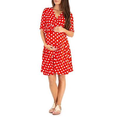 China Wholesales Antibacterial V-Neck Sleeve Maxi Maternity Dress Women Maternity Clothing Oversized Short Dress for sale