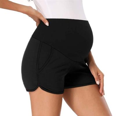 China Antibacterial Women Maternity Shorts Over Belly Summer Workout Lounge Yoga Sports Shorts Active Pregnancy Short Pants for sale