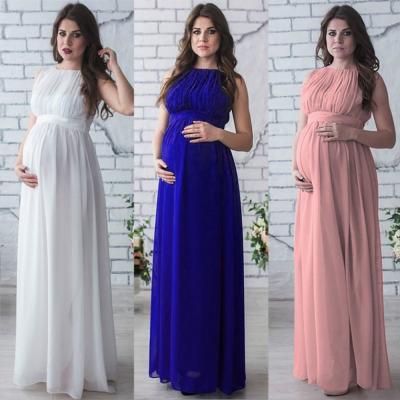 China Breathable Maternity Dress Lace Up Maxi Dress Women Clothes Photography Pregnancy Dress for Photoshoot Pregnant Pink Dress for sale