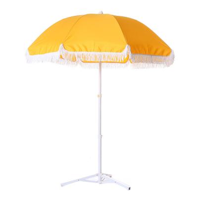 China Modern Beach Shade Custom Outdoor Pole Canvas Sun Parasol Luxury White Beach Pagoda Umbrellas With Tassels for sale