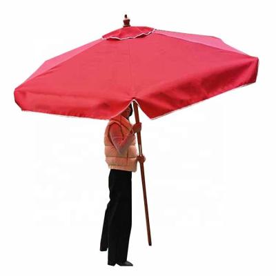 China Modern High Quality Outdoor Parasol Wood Market Umbrella Logo Sunshade Canopy For Backyard for sale