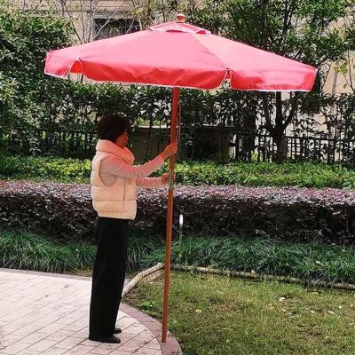 China Modern 3M Patio Garden Sun Umbrella Outdoor Wooden Patio Parasol Promotional Umbrella Wood Handle for sale