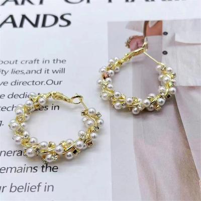 China Chaobao TRENDY Fashion Geometric Pearl Circle Drop Earrings For Women Gold Circle Metal Set Trendy Girls for sale