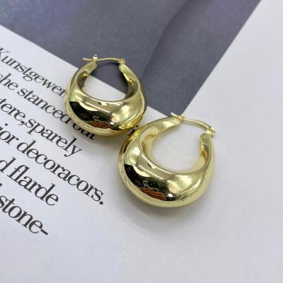 China Vintage Chaobao Hot Sale Luxury Hypoallergenic 18k Gold Plated Circle Earring Vintage Style Simple Design Jewelry Chunky Earrings For OE for sale