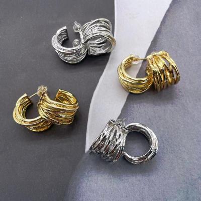 China Fine Jewelry Trendy Fashion Vintage Chaobao Gold Sliver Plated Stud Earrings Twist Hypoallergenic Jewelry Wholesale Gift For OE for sale