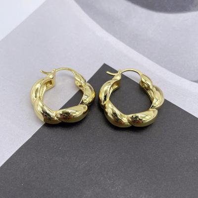 China Fashion Fine Vintage Chaobao 2023 New Vintage Flower High Quality 18k Gold Plated Smooth Chunky Hoop Earrings Party Gift For Wome for sale