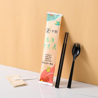 China CLASSIC disposable chopsticks four sets of disposable tableware set four in one tableware take-out package can print logo wholesale for sale