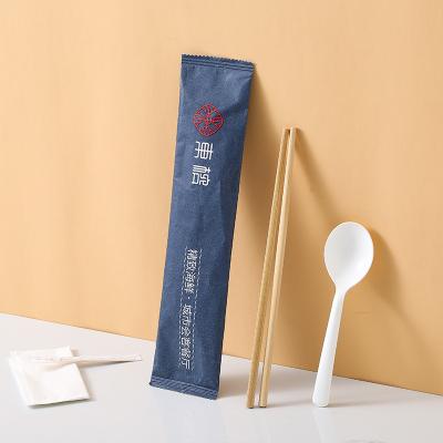 China CLASSIC disposable chopsticks four pieces set four in one spoon toothpick paper napkin set tableware restaurant restaurant fast food logo for sale