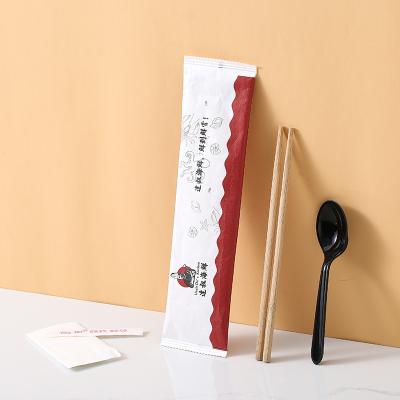 China CLASSIC Disposable Chopsticks Tableware Set High End Chopsticks Take Away Handmade Spoon Paper Towel Toothpick Set Four Pieces for sale