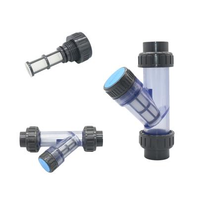 China Removable to clean 20/25/32/40/50/63mm plastic transparent irrigation filter tube socket type garden water filter for farm for sale