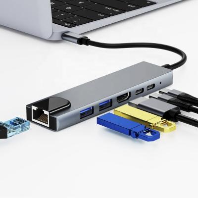 China High Quality Left Extension USB Hub with 6 Port USB Hub Docking Station Charging Left Laptop 6 in 1 USB C Hub Adapter for sale