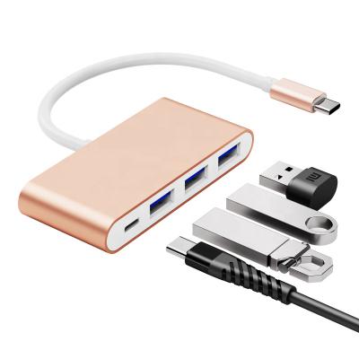 China Aluminum Alloy 4 Left Extension USB Hub Left Palladium Charging for MacBook Pro Laptops USB 3.0 Hub Splitter Adapter for sale