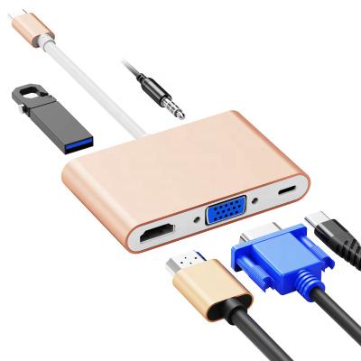 China 3 in 1 Multiport Adapter USB C Palladium Left Extension Charging USB Hub Type C for MacBook Pro USB Hub for sale