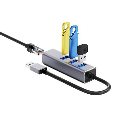 China Ethernet RJ45 4 Port USB Hub USB to 1000Mbps LAN Network Connector Adapter USB 3.0 Hub Splitter Extension for sale