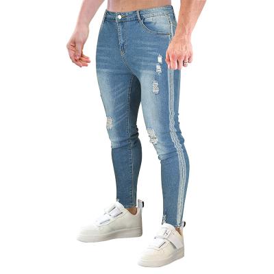 China Viable Jeans For Men Summer Button Hole Shorts Jeans Classic Style Stretch Slim High Quality Denim Pants Mens Trousers for sale