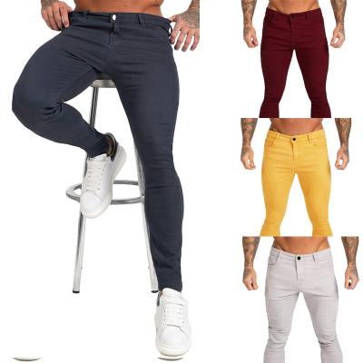 China Custom Logo Men's Solid Skinny Jeans 4 Viable Color for sale