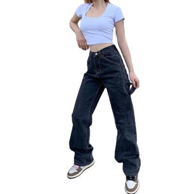 China 2021 Women's Jeans Women Gray Blue Elegant Wide Leg High Waist Cargo Pants for sale