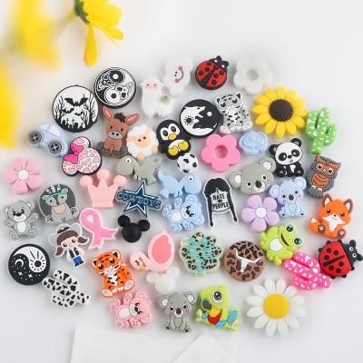 China Reviright Wholesale Colorful Food Grade Pacifier Chain Toys Cute Animal And Fruit Focal Silicone Beads For Pen Keychain Making for sale