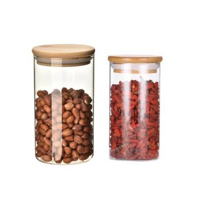 China Sustainable Kitchen Food Storage Kitchen Glass Oatmeal Rice Candy Jar Sets With Lid GSJ-52B for sale