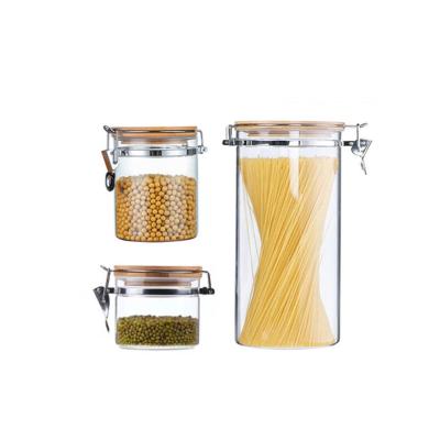 China 16oz Viable Glass Jar With Bamboo Lid For Food Tea Saffron Spice Storage Packaging GSJ-34B for sale