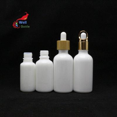 China Luxury White Glass Dropper Bottle Essential Oil Serum Lotion Personal Care Porcelain Cosmetic Packaging WP-5B for sale