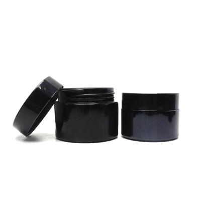 China Personal Care 50g 1.7oz Dark Purple Black UV Glass Jar For Hair Cosmetic Cream Wax VJ-141N for sale