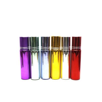 China Recycable Plated Silver Gold Color Custom Roll On Roller Glass Perfume Bottle For Perfume Roller-158B for sale