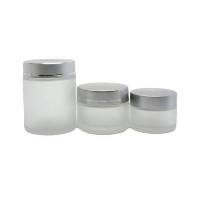 China Cosmetic in Stock 20g 30g 50g 100g Matte Clear Frosted Cream Empty Glass Jar Cosmetic Packaging Round Container With Lid GJ-14S for sale