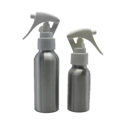 China 50ml 100ml cosmetic cosmetic silver aluminum bottle, aluminum spray bottle with trigger spray AB-29S for sale