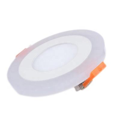 China Hotel 6W AC85-265V Recessed Round Double Color LED Panel Light for sale