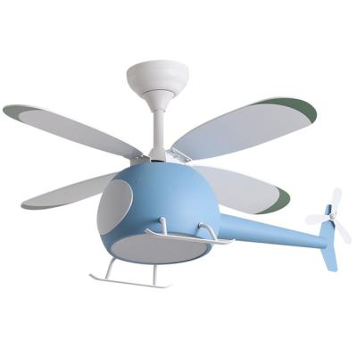 China European New Model Kids Room Helicopter Aircraft Led Ceiling Fan Light Lamp With Remote Control For Kids Bedroom for sale