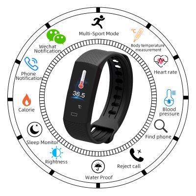 Κίνα Body Temperature Testing Smart Wristband Heart Rate Bracelet Fitness Watch Blood Pressure Bracelet for Fitness Tracker προς πώληση