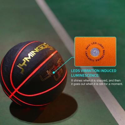 China Sports Training Game.Sports Custom Printed PU Leather Luminous Led Glow In The Dark Light Up Glowing Basketball Size 3 5 7 For Gifts for sale