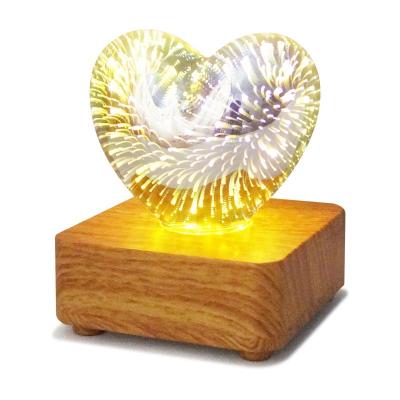 China New Colorful Heart 3D Fireworks LED Night Light Modern Atmosphere Desk Lamp For Indoor Decorations Lights for sale