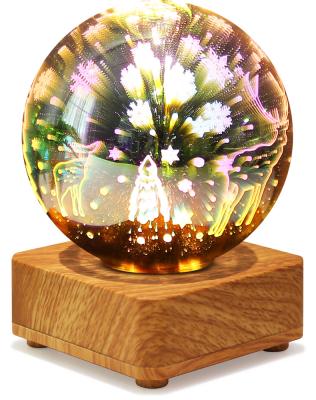 China Modern Christmas 3D Firework Light LED Desk Table Lamp Kids Bedroom Night Light with Wooden Low Decorative Lamp for sale