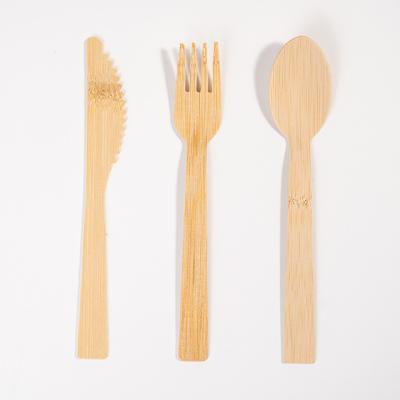 China Poon Fork and Knife Biodegradable Disposable Bamboo Cutlery Set Eco-Friendly Flatware Bamboo Dinnerware Set for sale