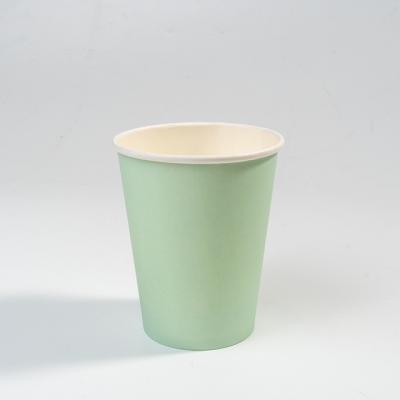 China Hot Selling Paper Coffee Cups Biodegradable 9 Ounces Drink Paper Cups Snack Paper Cups Hot Green for sale