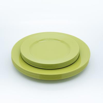 China Wholesale Green Cheap Price Party Luxury Disposable Plastic Disposable Dishes Tough for sale