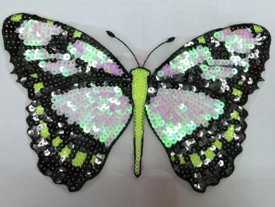 China Fabric Sequin Embroidery Butterfly Appliques Mesh For Various Dress for sale