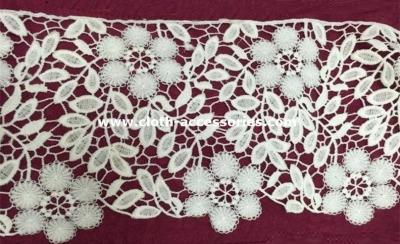 China 3 '' White Crochet Lace Trim / Chemical Embroidery Laces Single Side Straight for sale