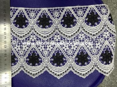 China 100 Yard Decorative Scalloped Lace Trim Black Mixed White Single Straight for sale