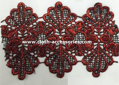 China Red Scallop Edge Water Soluble Lace Trim Floral Shape 14.5 Yards One Roll for sale