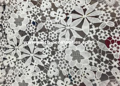 China Polyester  Floral Crochet Water Soluble Lace Fabric Matt Milk SGS / INTERTEK for sale