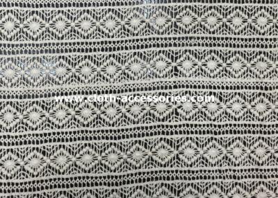 China White Lace Embroidered Fabric / Clothes Cotton Lace Trim Diamond - Shaped for sale