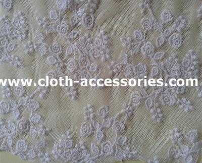 China Small Colored Rosette Lace Fabric / Guipure Cotton Net Fabric With Polymide Mesh for sale