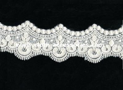 China Fringe Crochet Lace Trim For Sewing / Scalloped Embroidery Guipure Lace Fabric for sale