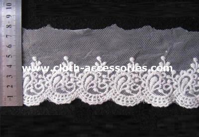 China Fringe Mesh Crochet Embroidered Lace Fabric Trimmed Per Roll 15Yds for sale